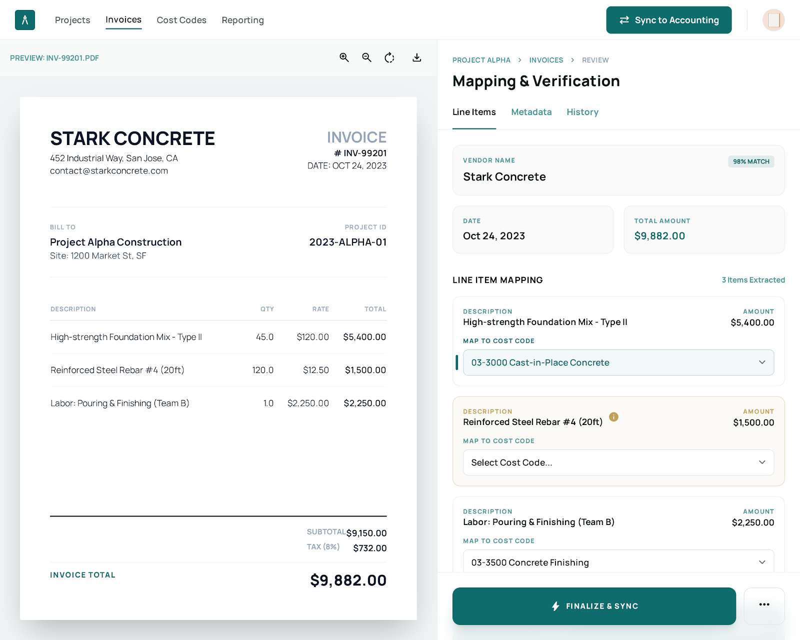 AI Invoice Parsing System