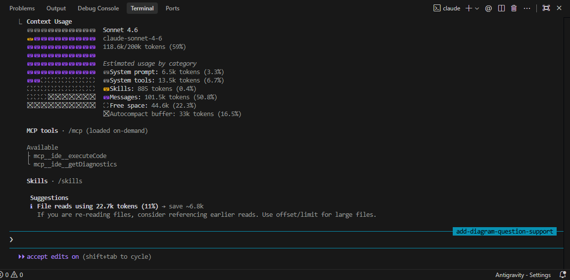 /context command showing token usage breakdown