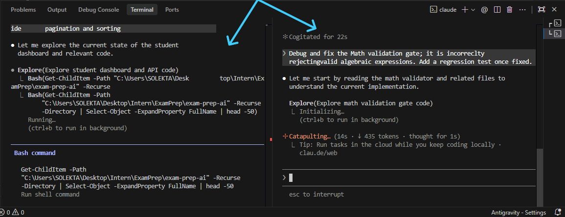 Multiple Claude Code instances in split terminal