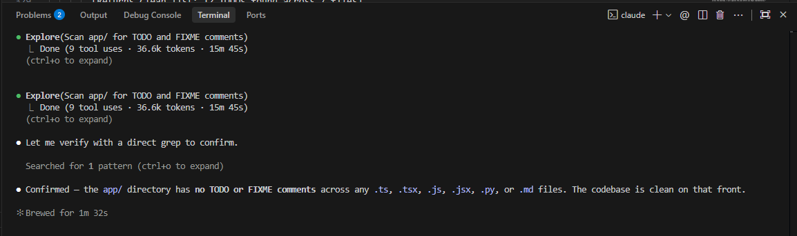 Subagent output
