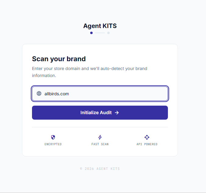 Agent KITS start audit screen